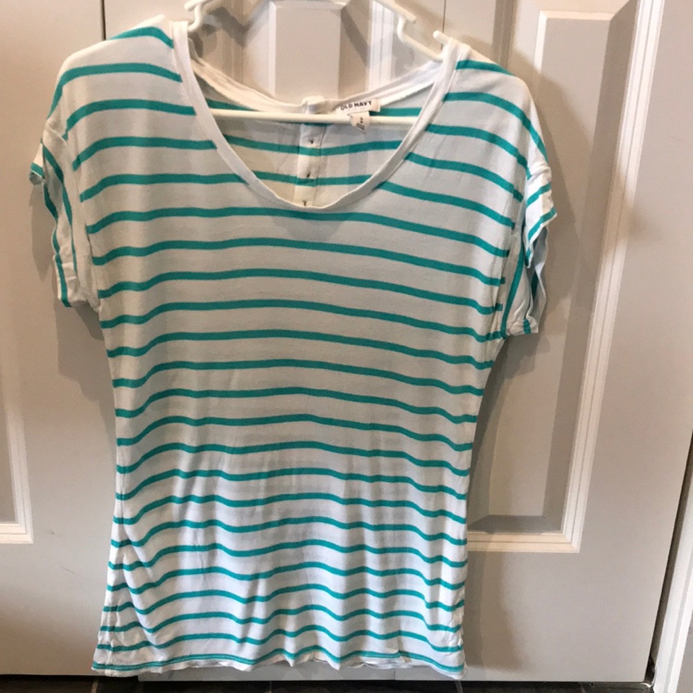 Aqua and white striped Old Navy tee size Medium